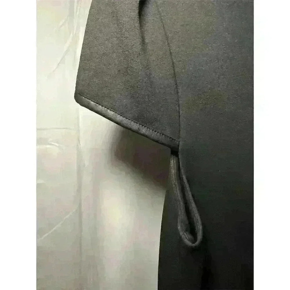 Betsey Johnson Women's Black Sheath Dress Faux Leather Trim Size 12 Knee Length - Picture 4 of 12